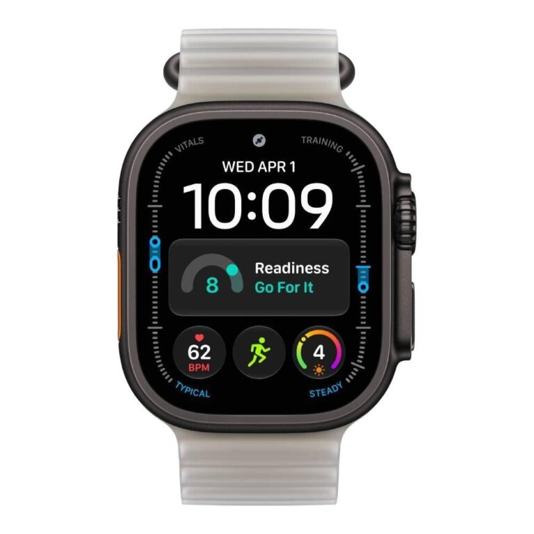 Apple Watch Ultra 4 GPS + Cellular 49mm Natural Titanium Case with Translucent Grey Ocean Band - Universal