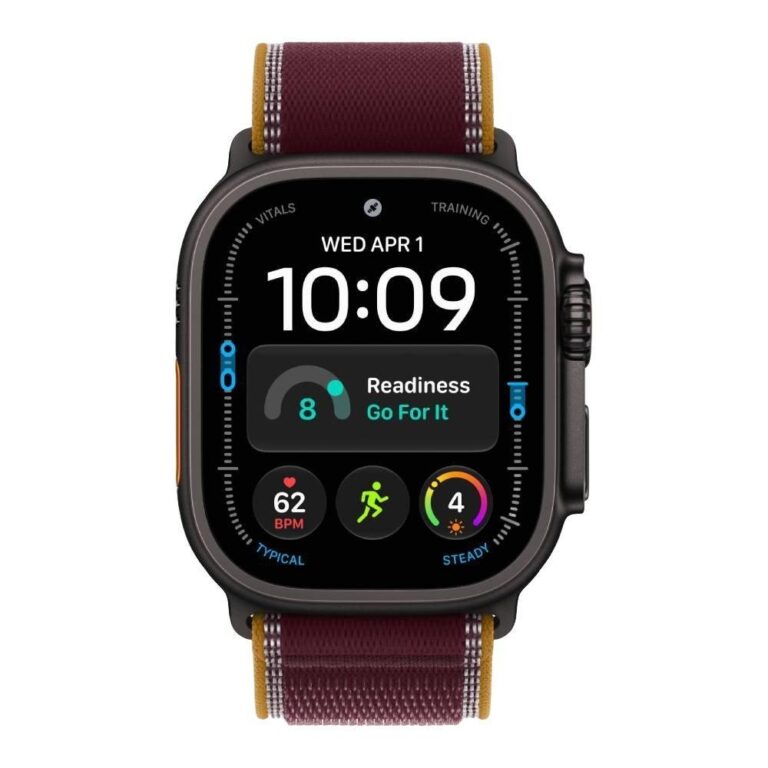 Apple Watch Ultra 4 GPS + Cellular 49mm Black Titanium Case with Burgundy Trail Loop - S/M