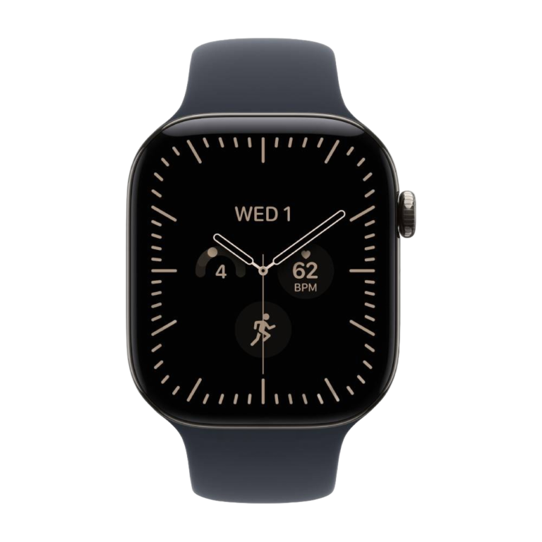 Apple Watch Series 12 GPS + Cellular 42mm Natural Titanium Case with Navy Blue Sport Band