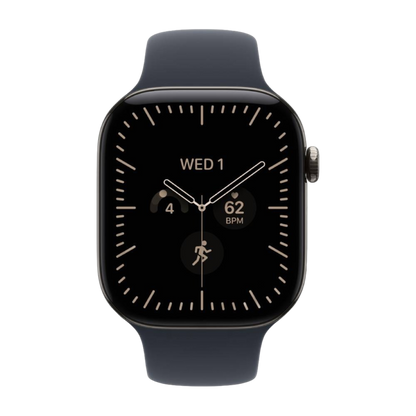 Apple Watch Series 12 GPS + Cellular 42mm Natural Titanium Case with Navy Blue Sport Band