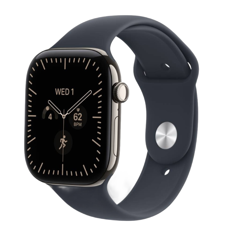 Apple Watch Series 12 GPS + Cellular 42mm Natural Titanium Case with Navy Blue Sport Band