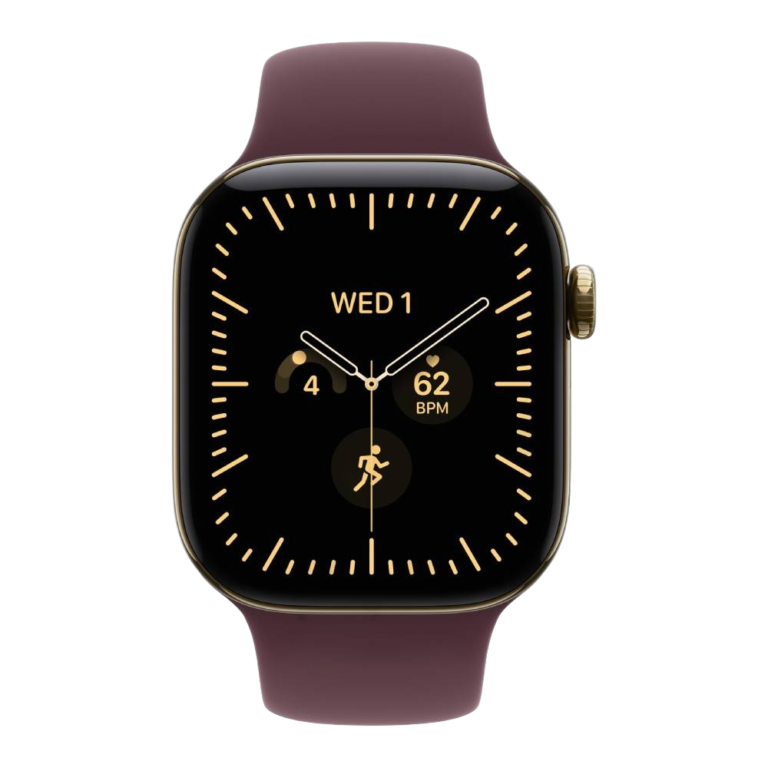 Apple Watch Series 12 GPS + Cellular 42mm Radiant Gold Titanium Case with Burgundy Sport Band