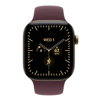 Apple Watch Series 12 GPS + Cellular 42mm Radiant Gold Titanium Case with Burgundy Sport Band