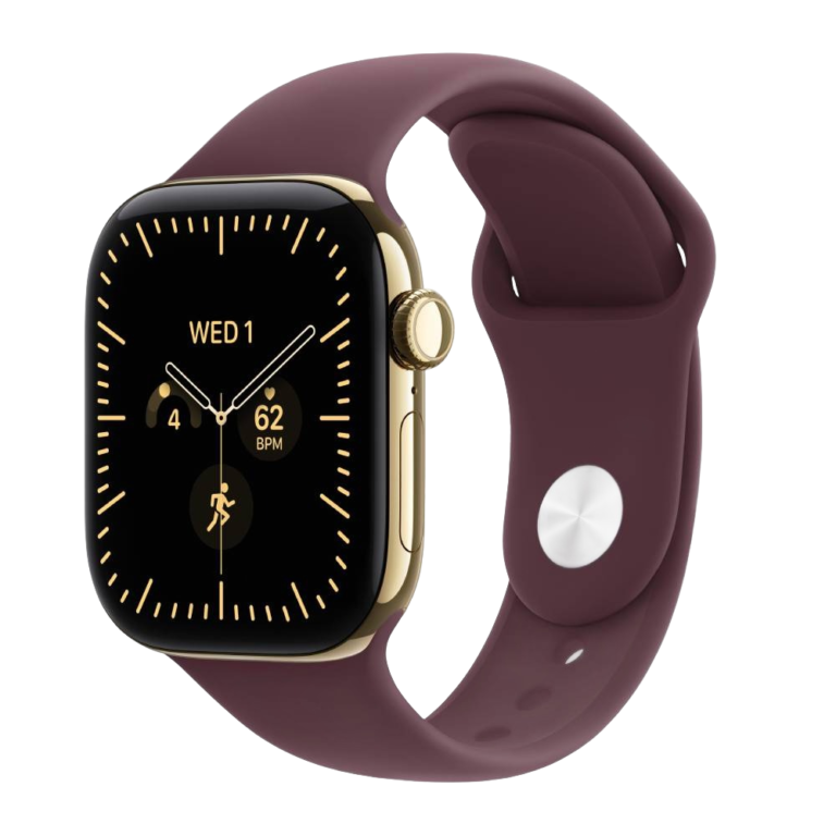 Apple Watch Series 12 GPS + Cellular 46mm Radiant Gold Titanium Case with Burgundy Sport Band