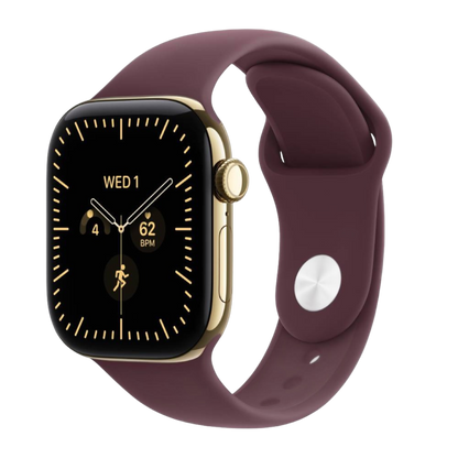 Apple Watch Series 12 GPS + Cellular 46mm Radiant Gold Titanium Case with Burgundy Sport Band