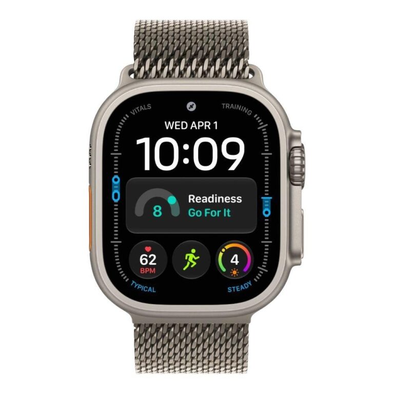Apple Watch Ultra 4, GPS + Cellular 49mm Natural Titanium Case with Natural Titanium Milanese Loop - M